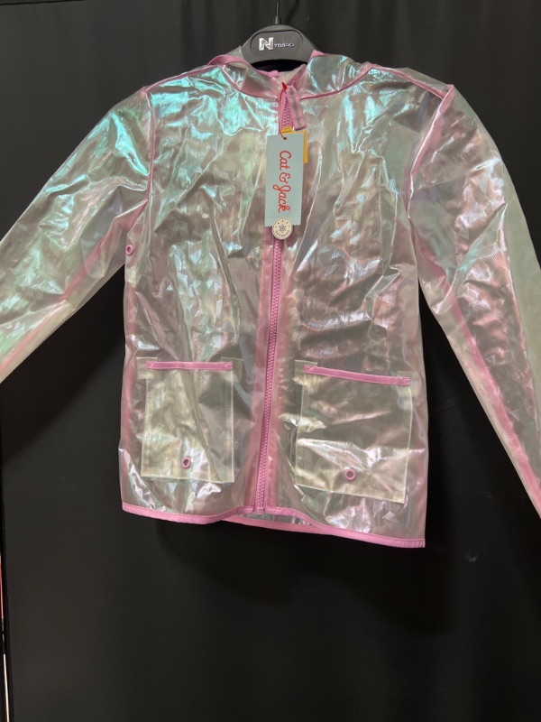 Photo 2 of Girls' Star Printed Rain Coat - Cat & Jack™ Clear SIZE X/S (4-5) 
