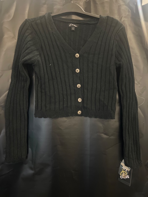 Photo 2 of Girls' Ribbed Cardigan - Art Class™ Black L (10-12)
