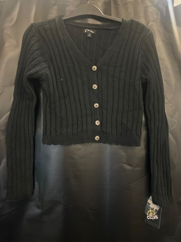 Photo 2 of Girls' Ribbed Cardigan - Art Class™ Black L (10/12)
