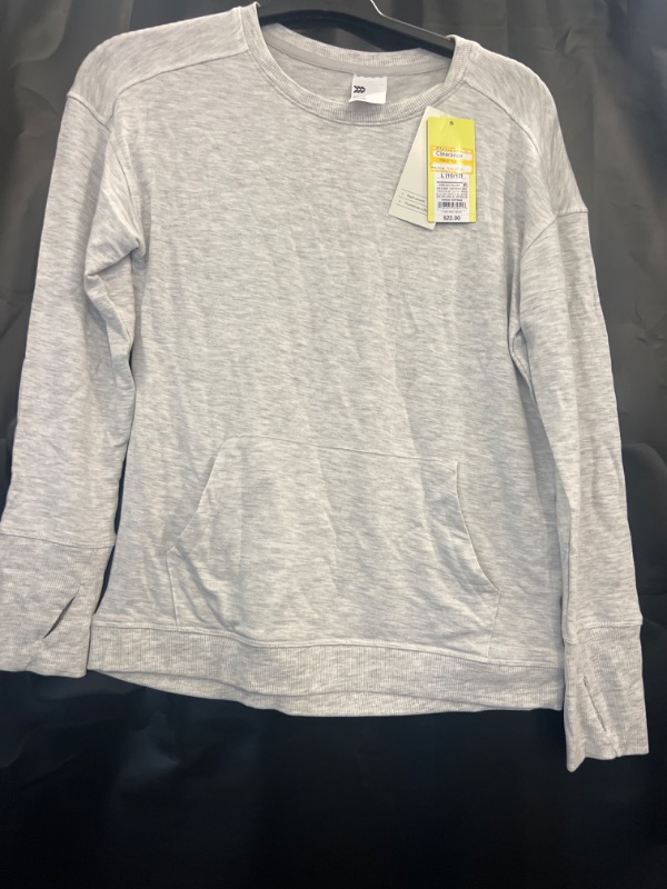 Photo 2 of Girls' Cozy Lightweight Fleece Crewneck Sweatshirt - All in Motion™ Heathered Gray L
