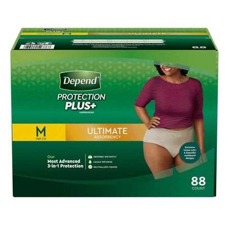 Photo 1 of Depend Protection Plus Ultimate Underwear for Women Medium (88 Count)
