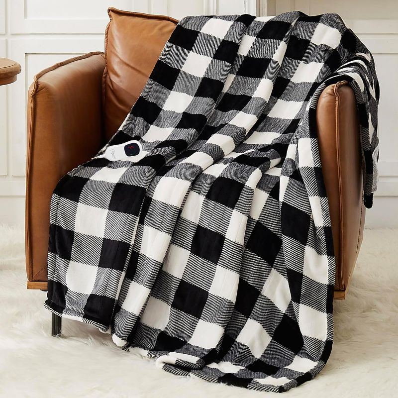 Photo 1 of Homemate Electric Blanket Heated Throw - 100“x90“ Ultra Soft Cozy Flannel Heating Blanket with 10 Fast Heat Levels 8 Hours Auto Off Over-Heated Protection ETL Certification Keep Warm in Home Office
