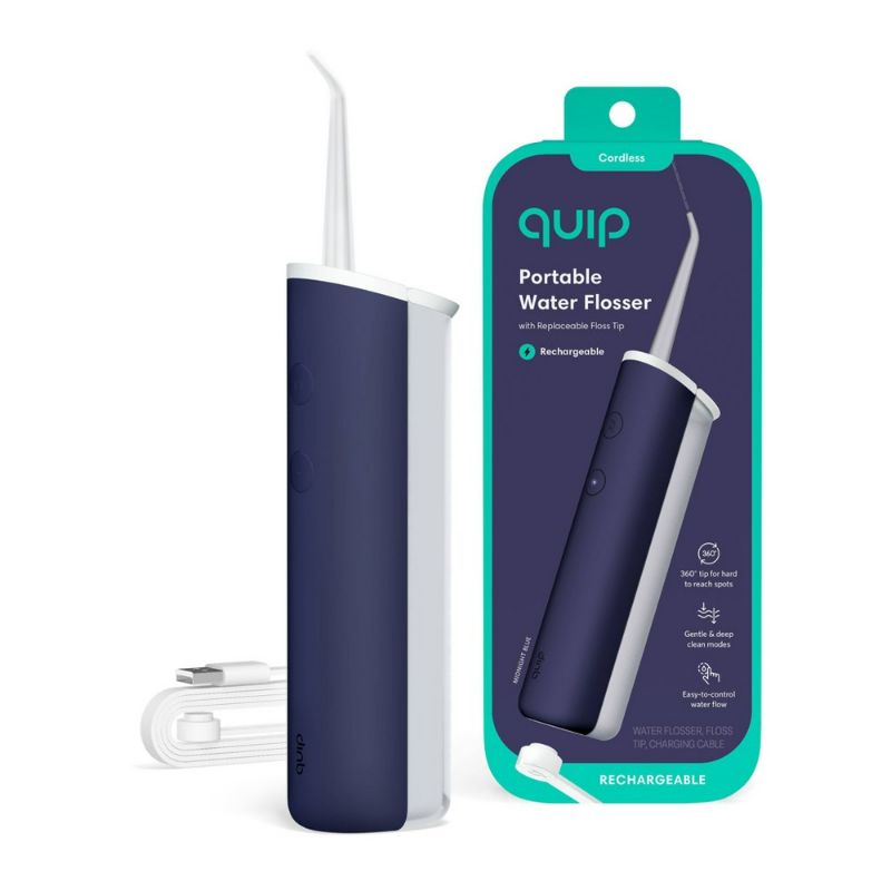 Photo 1 of Quip Rechargeable Cordless Water Flosser - Plastic | 2 Modes + 360º Tip - Midnight Blue
