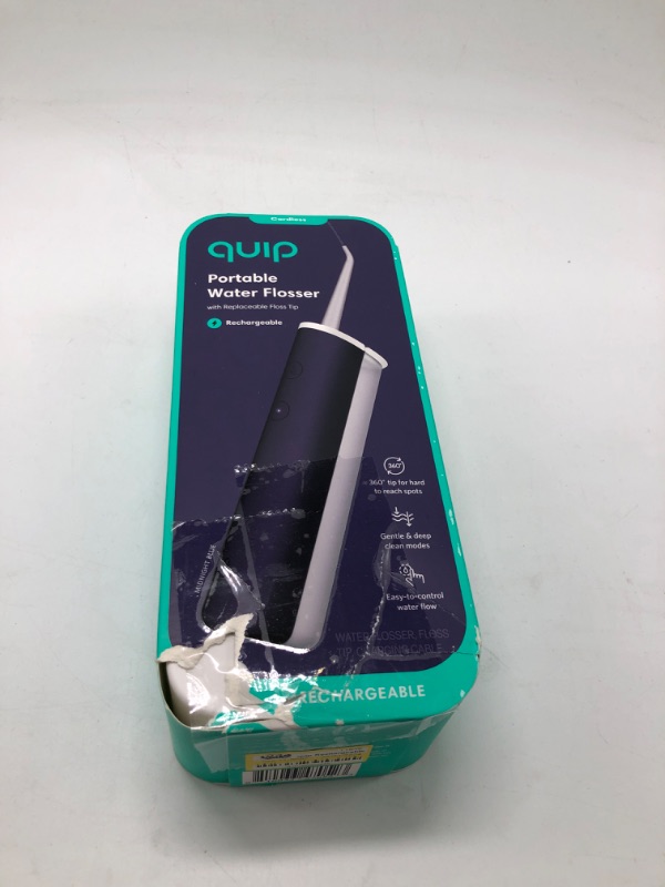 Photo 2 of Quip Rechargeable Cordless Water Flosser - Plastic | 2 Modes + 360º Tip - Midnight Blue
