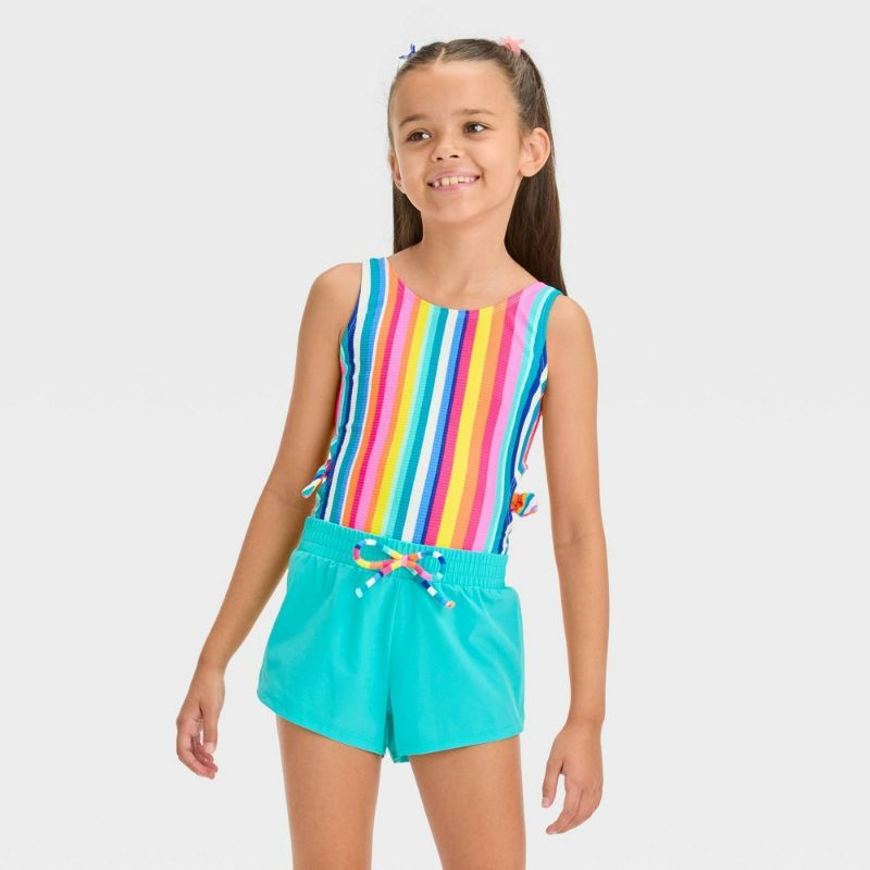 Photo 1 of Girls' Playa Striped One Piece Swimsuit Set - Cat & Jack™ M
