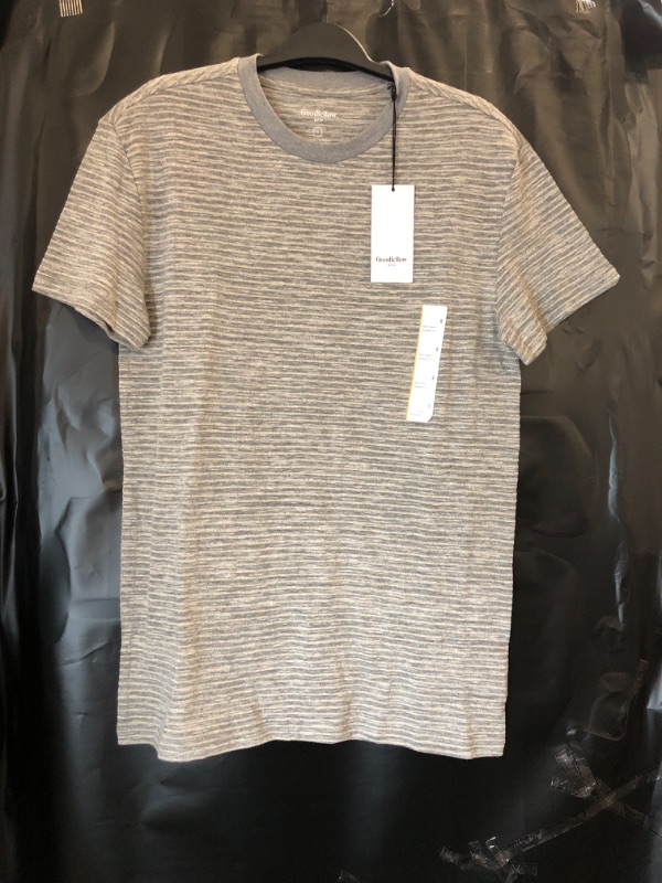 Photo 2 of Small Men's Standard Fit Short Sleeve Crewneck T-Shirt - Goodfellow & Co™ Heathered Gray/Striped S
