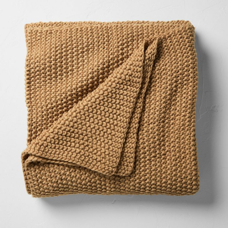 Photo 1 of King Chunky Knit Bed Blanket Warm Brown - Casaluna™
