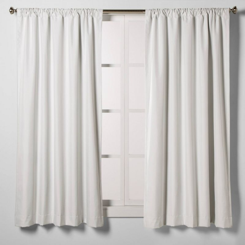 Photo 1 of 42"x84" Room Darkening Heathered Window Curtain Panel White - Room Essentials™ 2 pack 
