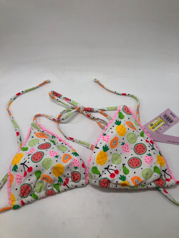 Photo 2 of Large Women'sFruit Print Triangle Bikini Top - Wild Fable™ White L: Teen Swimwear, Open Back, Removable Cups
