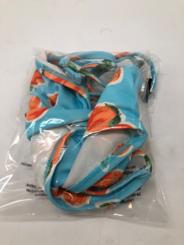 Photo 3 of Size Small Women's Orange Print Side-Tie Scoop Front Bikini Bottom - Wild Fable™ Blue S: Multicolor Cheeky Swimwear, Low Rise, High Leg, Adjustable Strap
