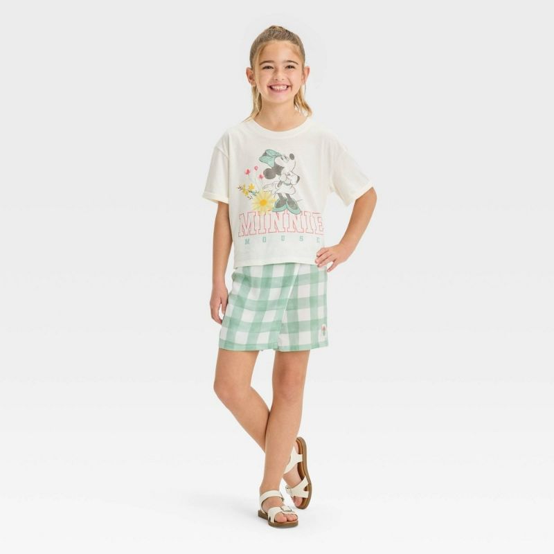 Photo 1 of Girls' Minnie Mouse 2pc Top and Bottom Skirt Set - White/Green XL
