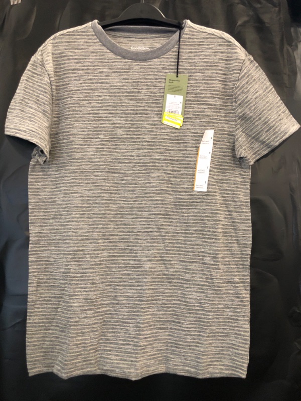 Photo 2 of Small Men's Standard Fit Short Sleeve Crewneck T-Shirt - Goodfellow & Co™ Heathered Gray/Striped S
