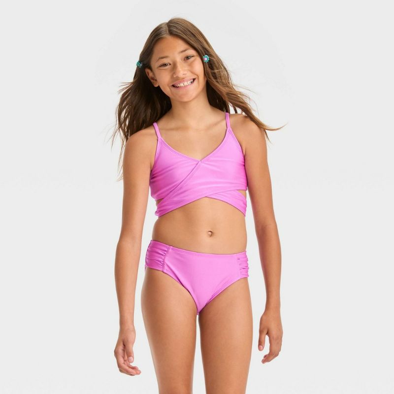 Photo 1 of Girls' Solid Bikini Top - Art Class™ Purple S (6-7)