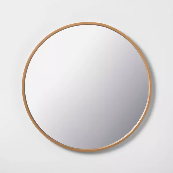 Photo 1 of Round Wood Framed Wall Mirror - Hearth & Hand™ with Magnolia
