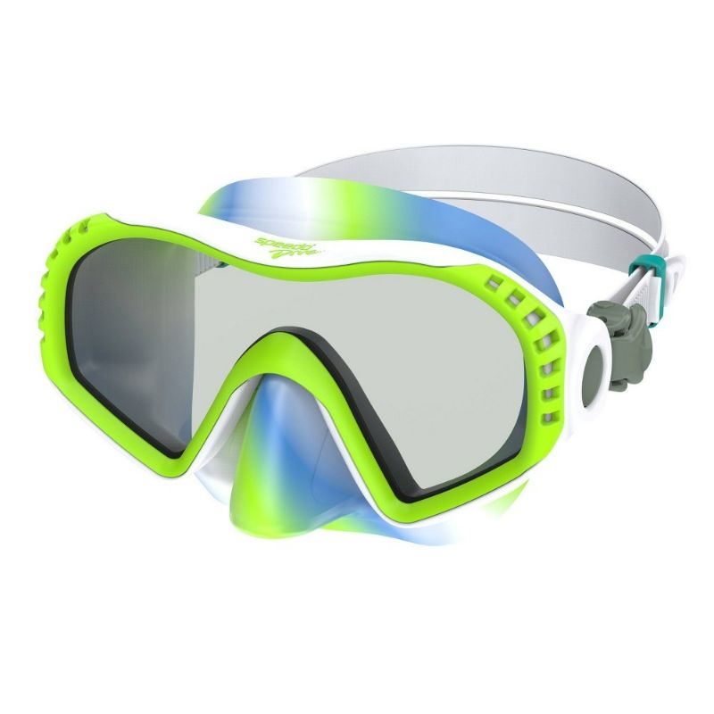 Photo 1 of Speedo Jr Wave Watcher Swim Mask - Green/Blue/Silver Tie-Dye
