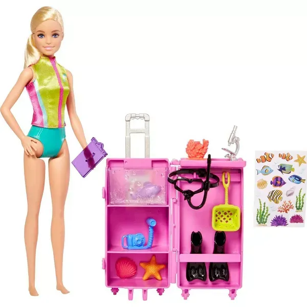 Photo 1 of Barbie Marine Biologist Doll and Accessories Mobile Lab Playset with Blonde Doll and 10+ Pieces
