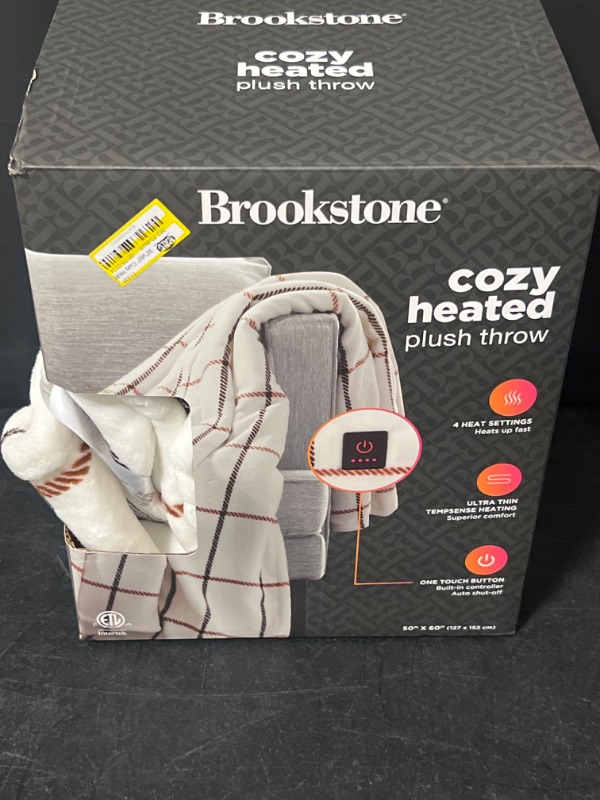 Photo 2 of 50"x60" Cozy Heated Throw Blanket Camel Window Pane - Brookstone
