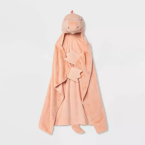 Photo 1 of Dinosaur Sensory Friendly Kids' Hooded Blanket Pink - Pillowfort™
