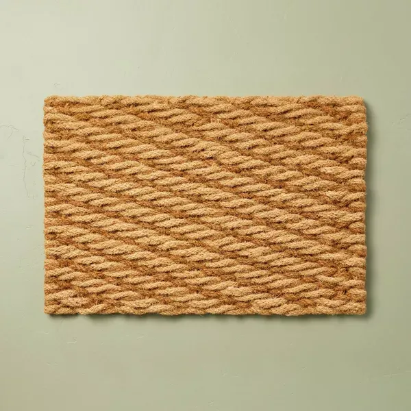 Photo 1 of 23"x35" Chunky Twisted Rope Handwoven Coir Doormat Natural/Brown - Hearth & Hand™ with Magnolia
