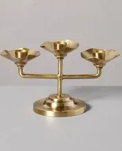 Photo 1 of 4" Scalloped Brass 3ct Taper Candelabra Antique Finish - Hearth & Hand™ with Magnolia
