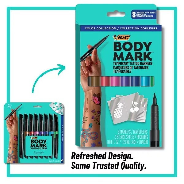 Photo 1 of BodyMark by BIC 8pk Collection Tattoo Marker
