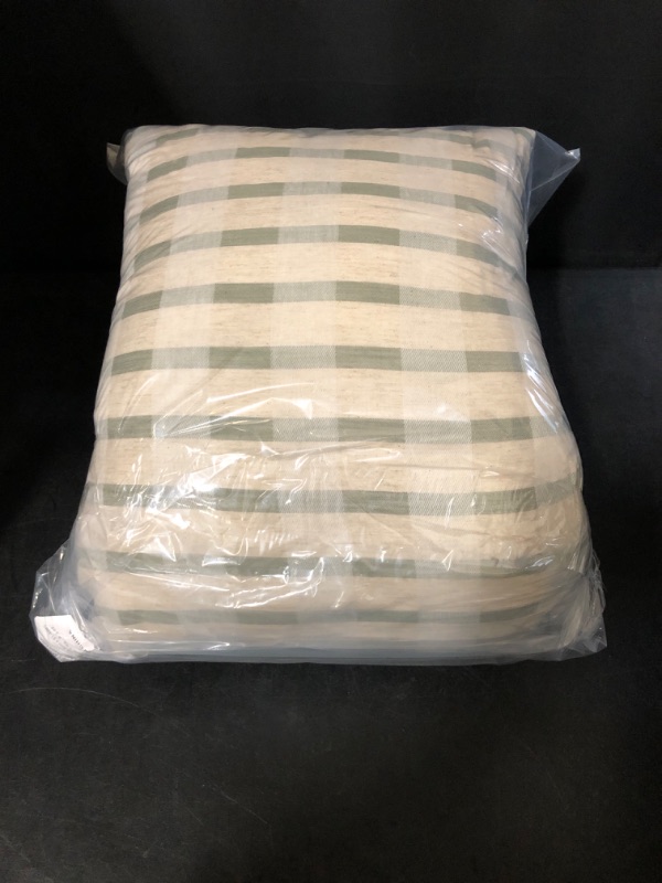 Photo 2 of 14"x36" Layered Stripe Lumbar Bed Pillow Sage Green/Cream/Natural - Hearth & Hand™ with Magnolia: Cotton-Linen Blend, Indoor Use
