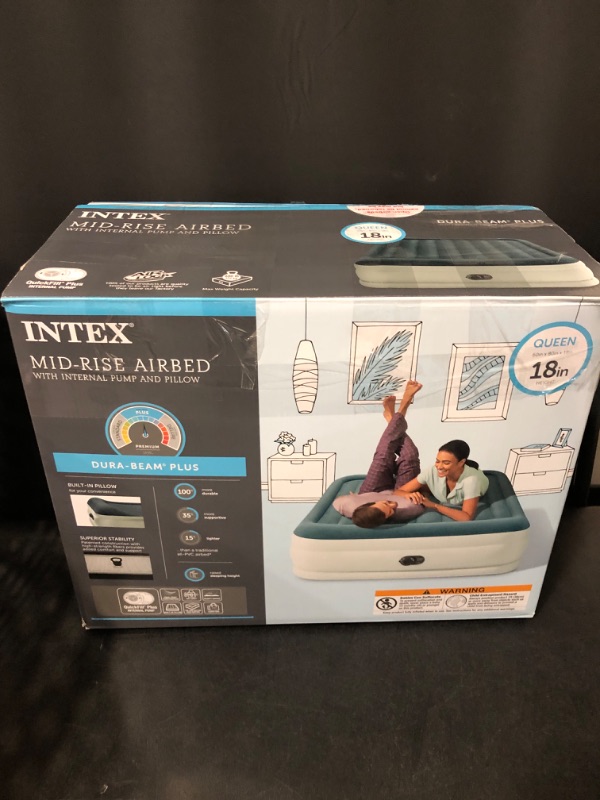 Photo 2 of Intex Elevated 18" Premium Comfort Queen Air Mattress with Internal Pump
