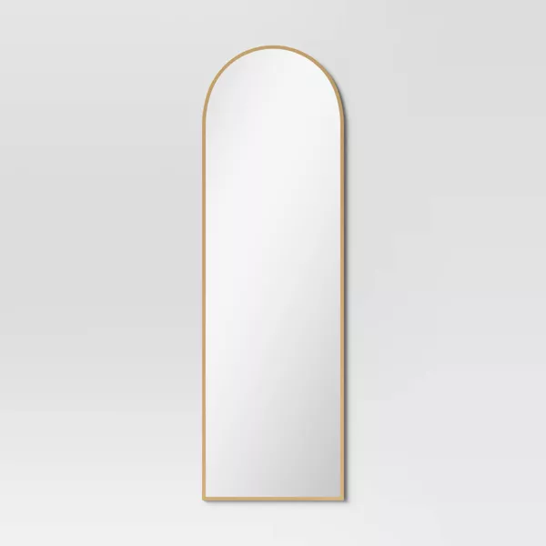 Photo 1 of 20" x 65" Arched Metal Leaner Mirror Brass - Threshold™: Full-Length, Modern Design, No Assembly Required
