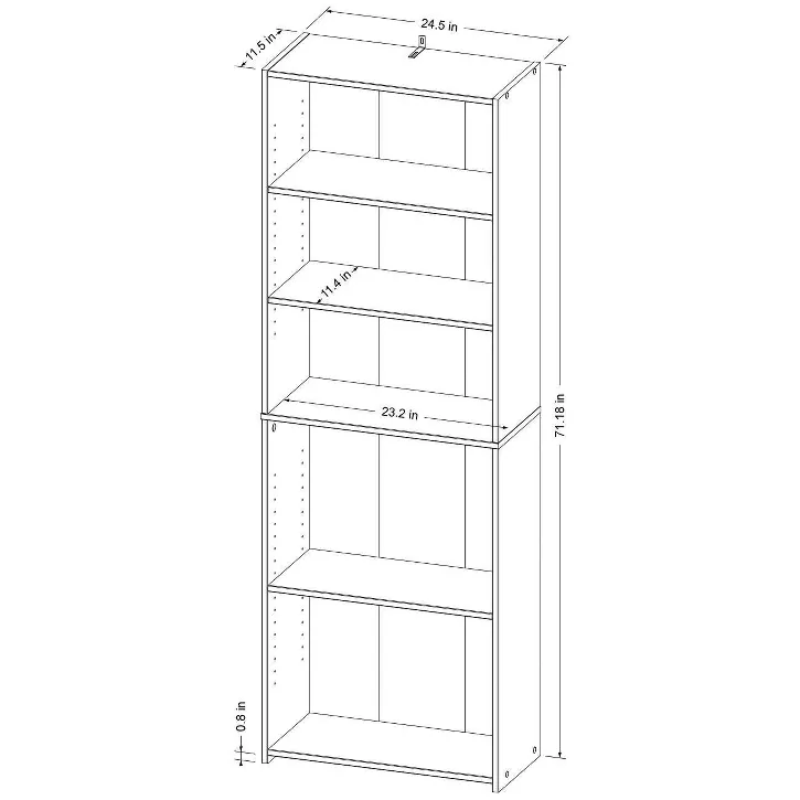 Photo 2 of 5 Shelf Bookcase - Room Essentials™ Assembled dimensions are 71.18 Inches (H) x 24.49 Inches (W) x 11.57 Inches (D)

