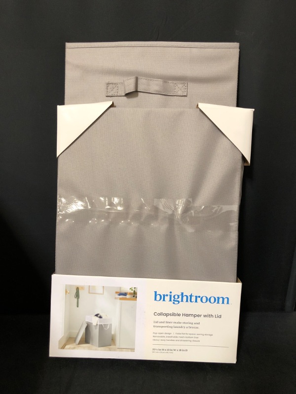 Photo 2 of Laundry Hamper with Lift Liner and Lid Gray - Brightroom™
