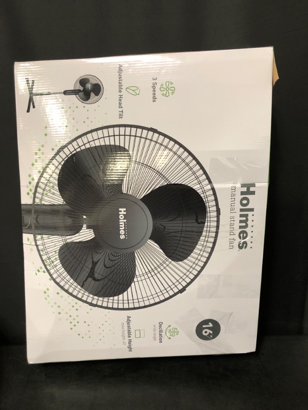 Photo 2 of Holmes 16" Oscillating 3 Speed Manual Stand Fan Black
