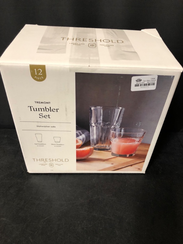 Photo 2 of 12pc Glass Tremont Tall and Short Faceted Tumbler Set - Threshold™
