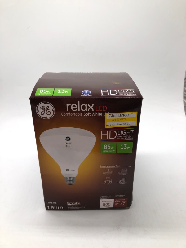 Photo 2 of GE LED 49525 Relax LED 13w Dimmable BR30 Soft White
