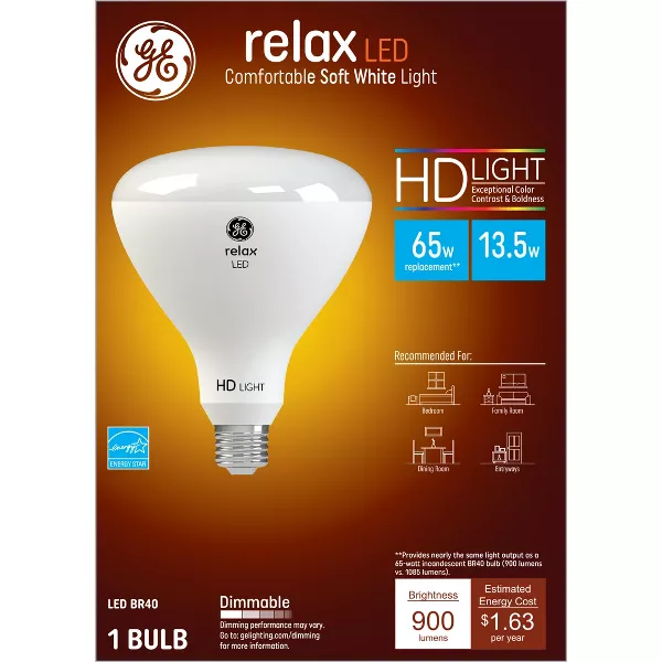 Photo 1 of GE LED 49525 Relax LED 13w Dimmable BR30 Soft White
