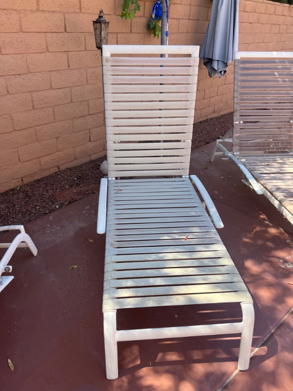 Photo 6 of 3-ALUMINUM CHAISE LOUNGE CHAIRS W VINYL STRAP ROLL