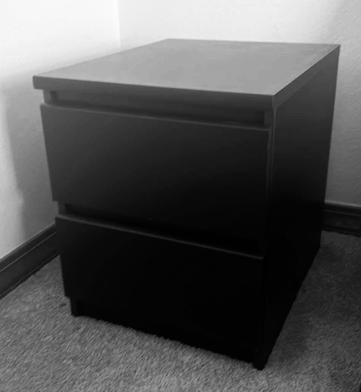 Photo 1 of BLACK WOOD 2 DRAWER FILE CABINET 16" x 20" H20"