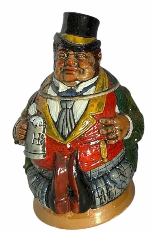 Photo 1 of THEWALT GERMAN CHARACTER "RICH MAN" HAND PAINTED W PEWTER LID STEIN