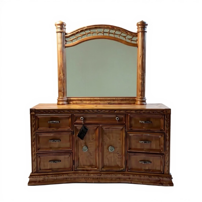 Photo 1 of BROYHILL CLASSIC WARM OAK DRESSER W MIRROR 64" X 19" H38" W MIRROR H81"