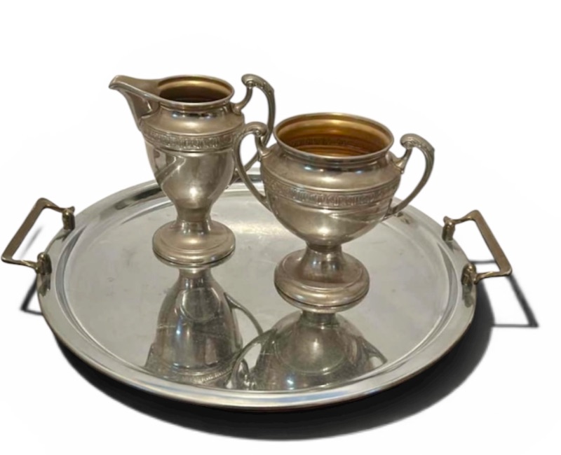 Photo 1 of SILVER TONE TRAY 12.75” & CREAM AND SUGER