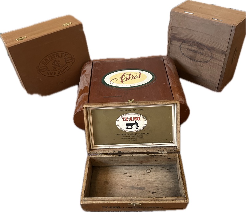 Photo 1 of 4- VINTAGE WOODEN CIGAR BOXES FROM ASTRAL TE AMO