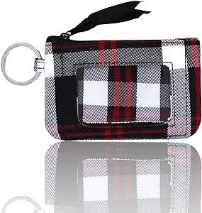 Photo 1 of DONGGANGAJ Mini Lanyard Wallet,Zip Id Case Wallet with Lanyard Keychain for Cards Card Holder, Cash,Travel,Women,Men (Lattice)