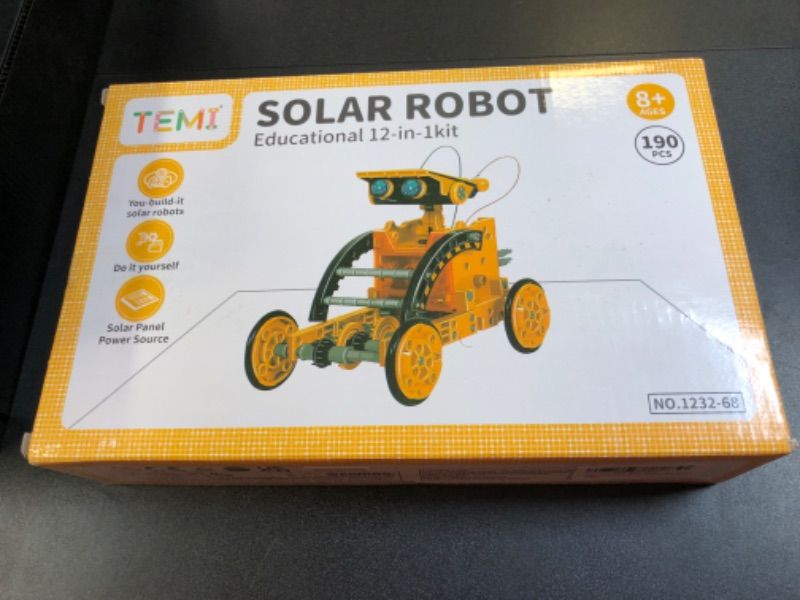 Photo 2 of TEMI STEM Solar Robot Toys 12-in-1, 190 Pieces Solar and Cell Powered 2 in 1, Educational DIY Assembly Kit Science Building Set Gifts for Kids Aged 8+ 1232-68