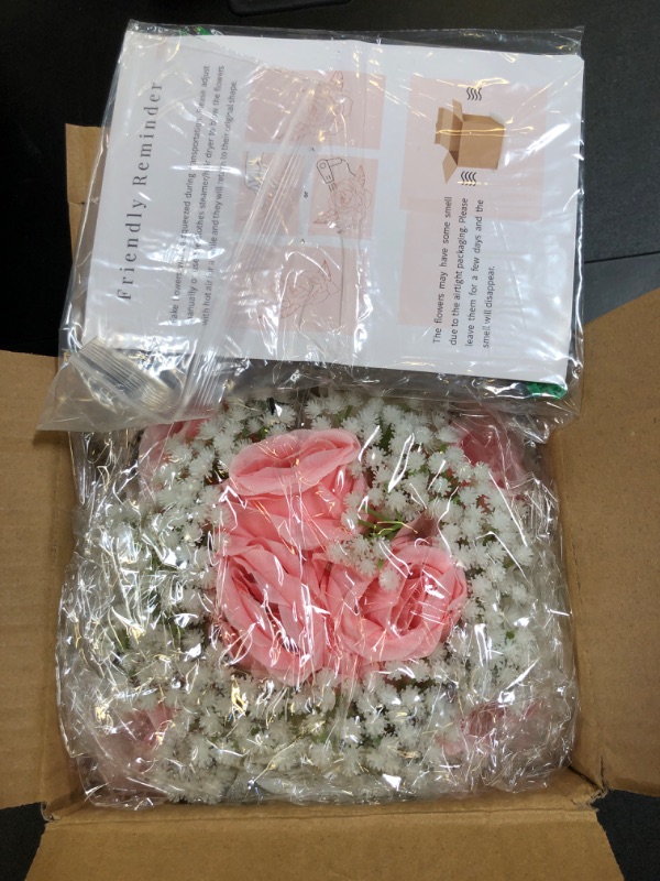 BLOSMON Fake Flowers Ball Wedding Centerpieces 2 Pcs Pink Rose Babys ...