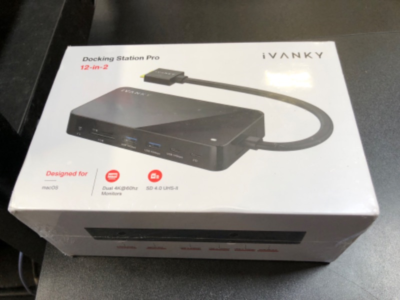 Photo 2 of MacBook Pro Docking Station with 180W Power Adapter, iVANKY 12 in 2 Dual 4K@60Hz USB C Docking Station for MacBook Pro/Air Thunderbolt 3/4 Dock HDMI 2.0, 96W PD, 10Gbps USB 3.2, 2.5GbE SD/TF Audio Ultra