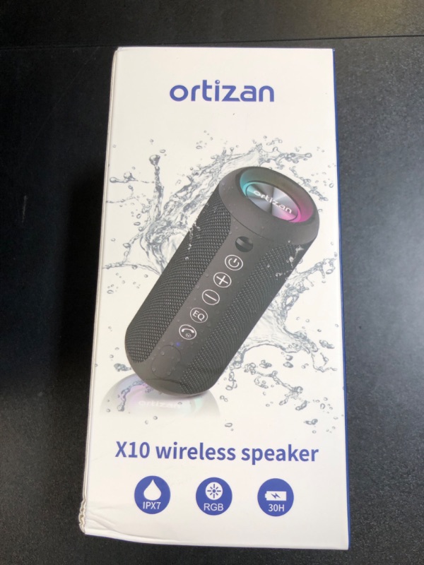 Photo 4 of Ortizan Portable Bluetooth Speakers, IPX7 Waterproof Wireless Speaker with 24W Loud Stereo Sound, Deep Bass, Bluetooth 5.3, RGB Lights, Dual Pairing, 30H Playtime for Home, Outdoor, Party
