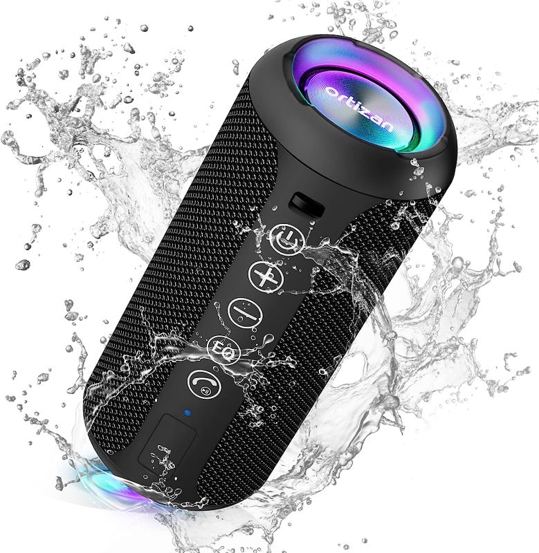 Photo 1 of Ortizan Portable Bluetooth Speakers, IPX7 Waterproof Wireless Speaker with 24W Loud Stereo Sound, Deep Bass, Bluetooth 5.3, RGB Lights, Dual Pairing, 30H Playtime for Home, Outdoor, Party
