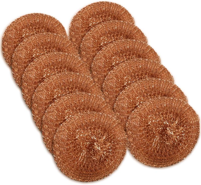 Photo 1 of 12 Pack Copper Coated Scourers by SCRUBIT – Scrubber Pad Used for Dishes, Pots, Pans, and Ovens. Easy scouring for Tough Kitchen Cleaning.
