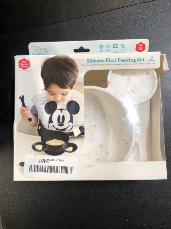 Photo 1 of Bumkins Disney Baby Bowl, Silicone Feeding Set with Suction for Baby and Toddler, Includes Spoon and Lid, First Feeding Set, Essentials for Baby Led Weaning, Babies 4 Months Up, Mickey Mouse Vanilla Infant Bowl D2 Mickey Mouse-Vnl