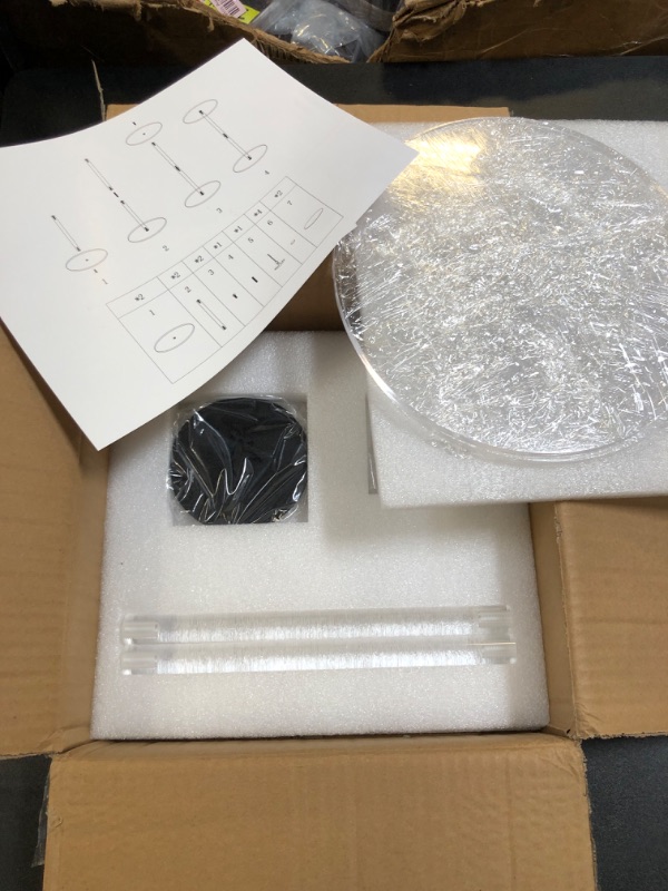 Photo 1 of KSacry Small Acrylic Drink Table for Small Spaces,Drink Side Table/End Table for Living Room, Round Acrylic Table Easy Assembly Clear Bar Table 10" L x 10" W x 21.3" 10"D x 10"W x 21.3"H Transparent