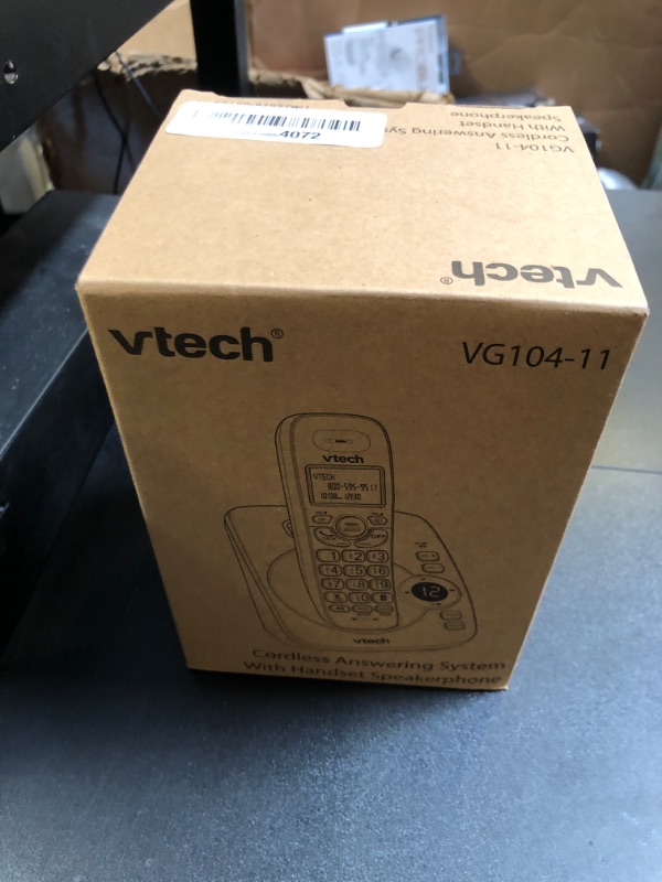 Photo 3 of VTech VG104-11 DECT 6.0 Cordless Phone for Home with Answering Machine, Blue-White Backlit Display, Backlit Buttons, Full Duplex Speakerphone, Caller ID/Call Waiting, Reliable 1000 ft Range (Black) Caller ID + Answering Machine Black